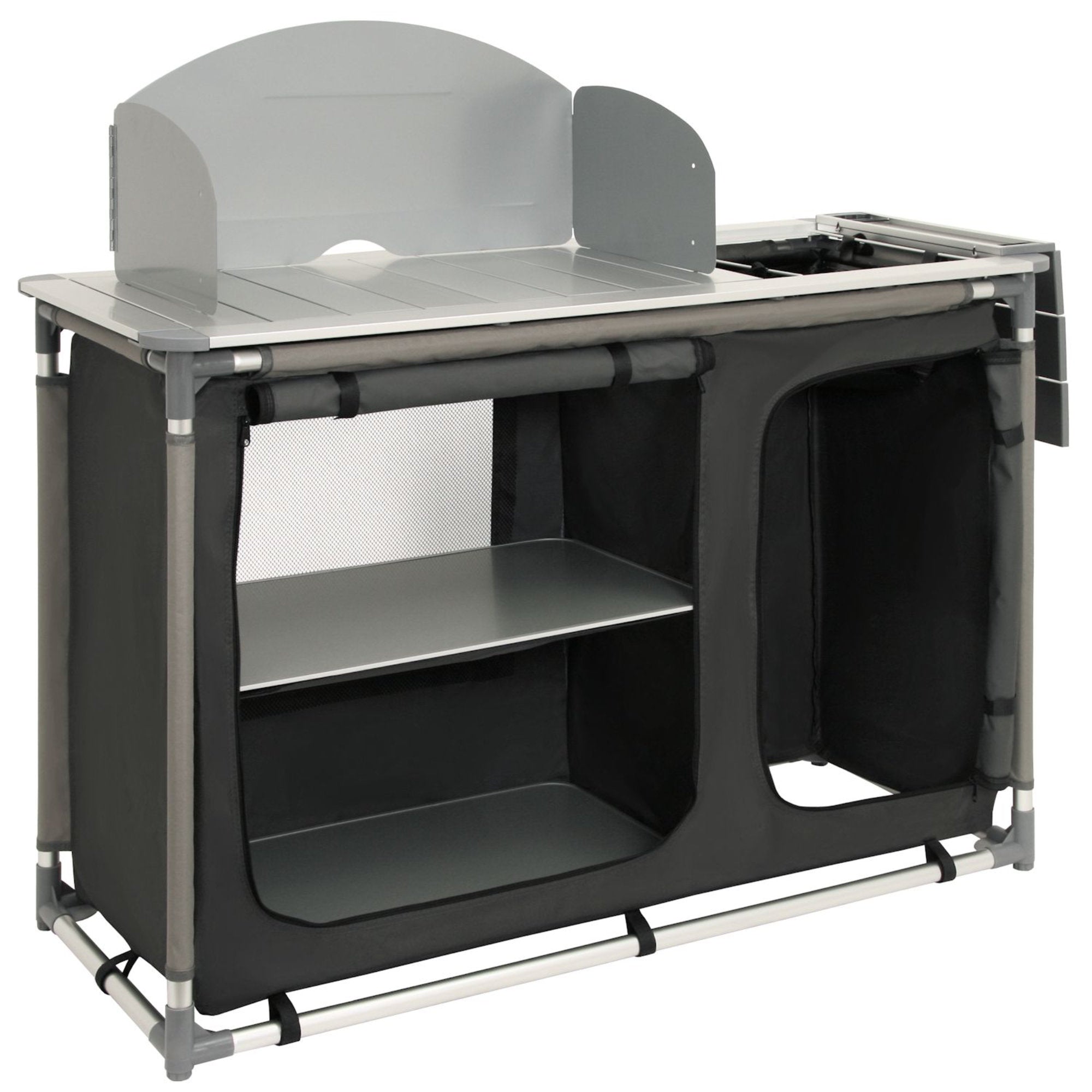 Campingschrank, 117 cm x 50 cm x 111 cm, faltbar, inkl. Spritzschutz u