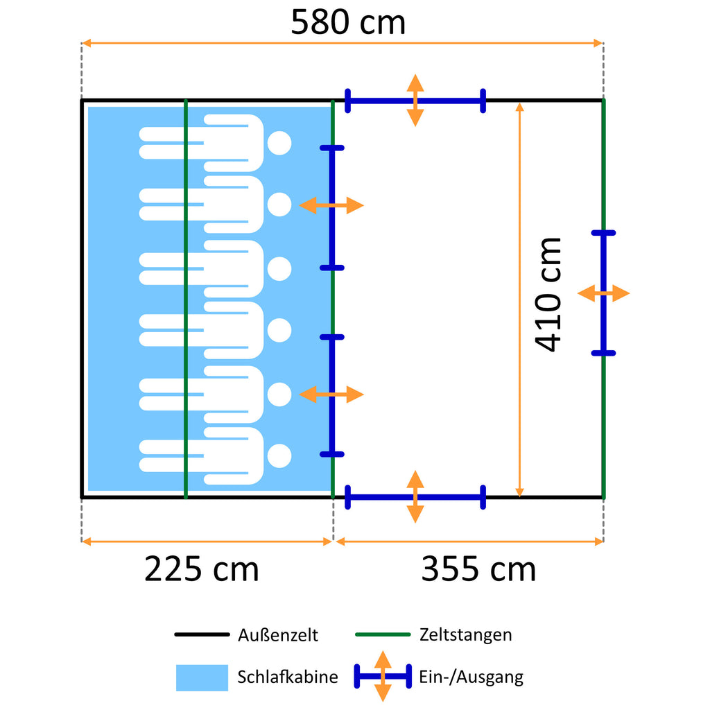 Tunnelzelt "XtraL", 6 Personen