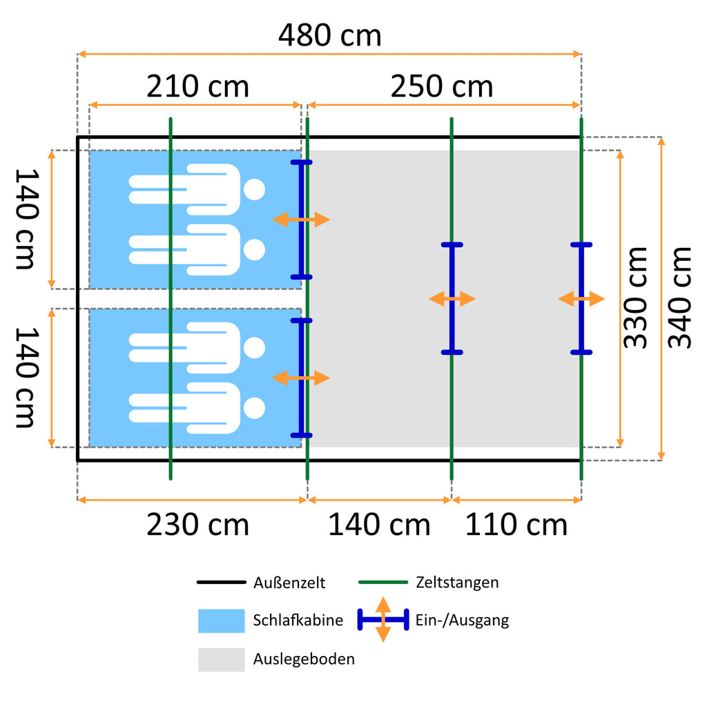 Tunnelzelt "Multi", 4 Personen