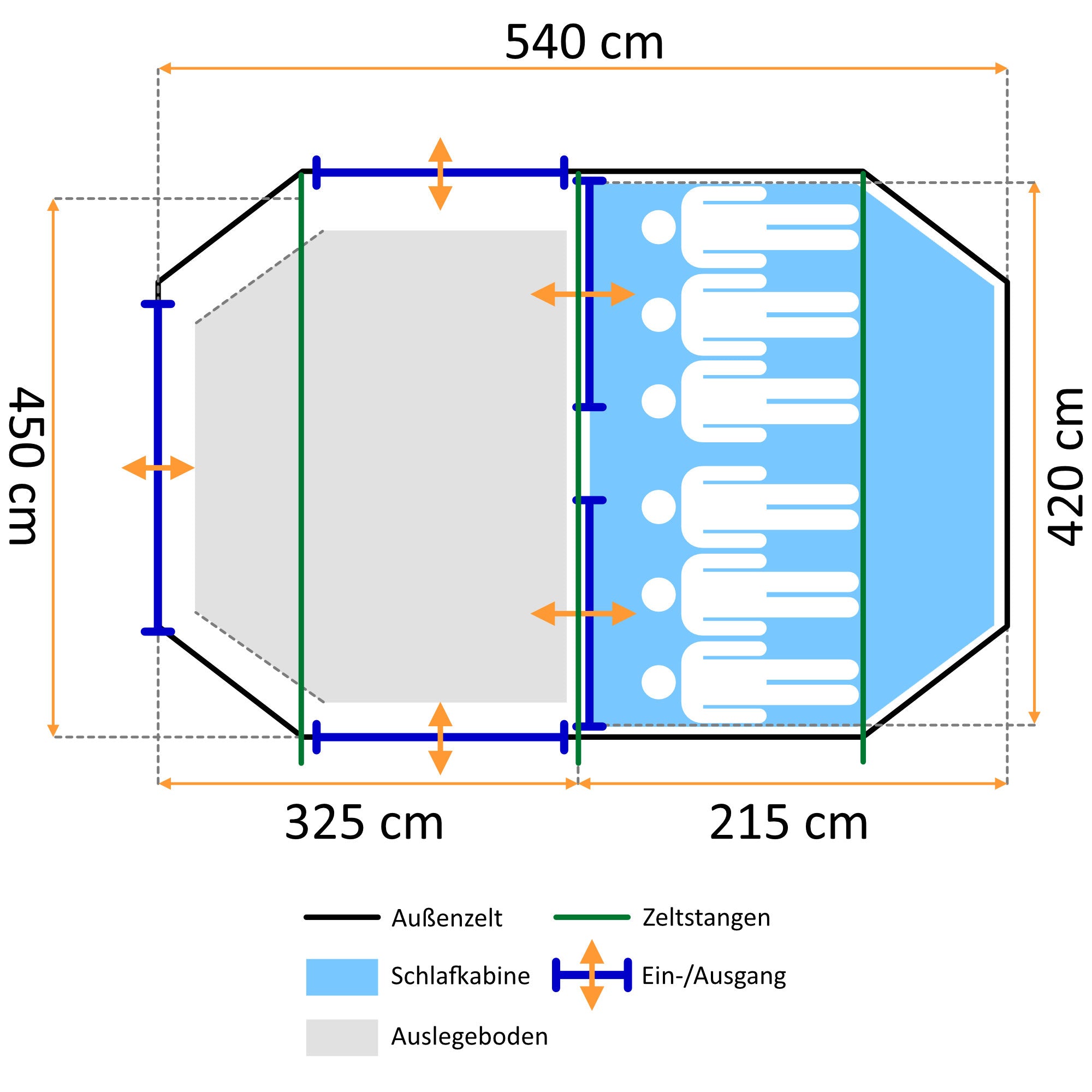Tunnelzelt "Caza", 6 Personen