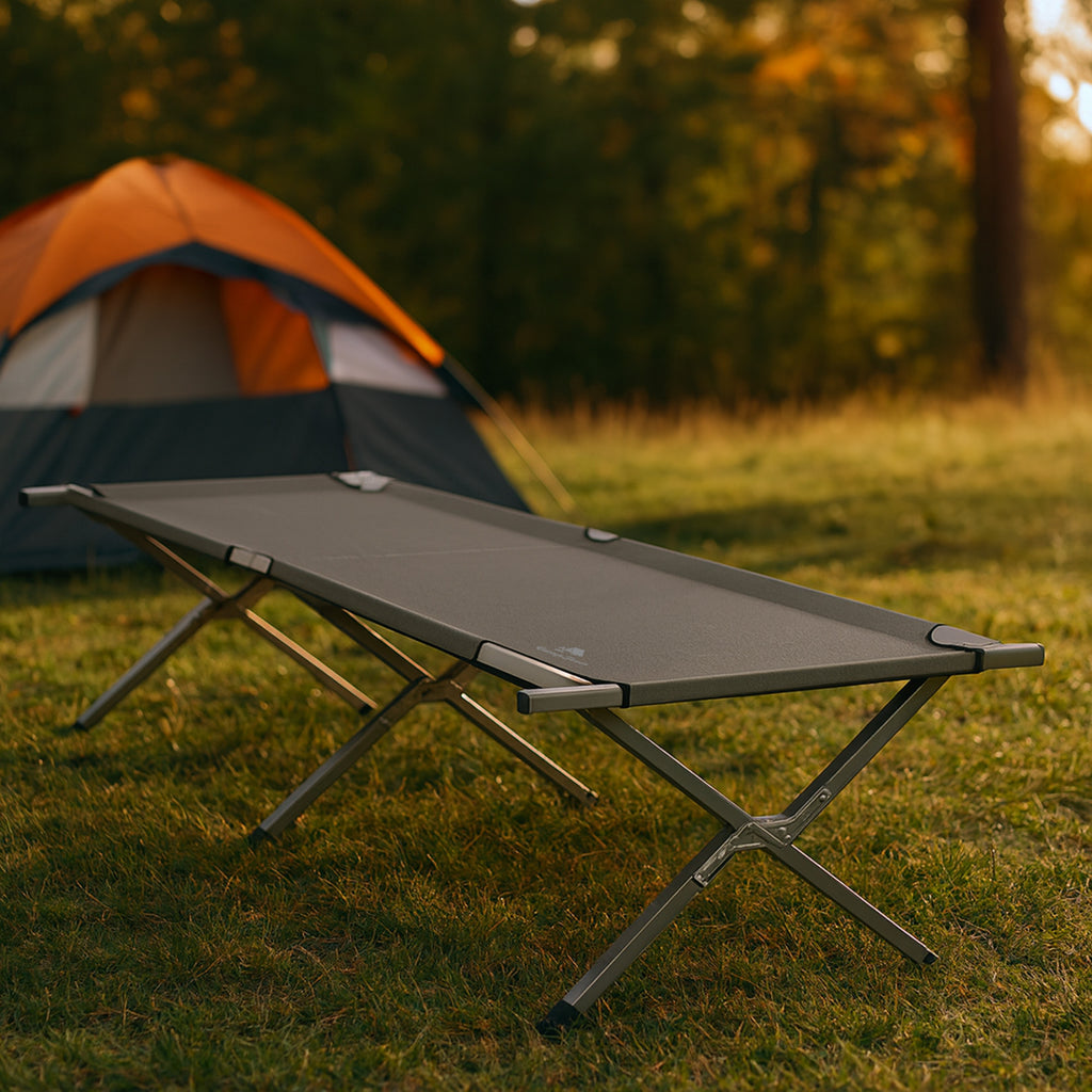 campingliege mit zelt Feldbett, bis 180 kg, inkl. Tragetasche, Campingliege – CampFeuer
