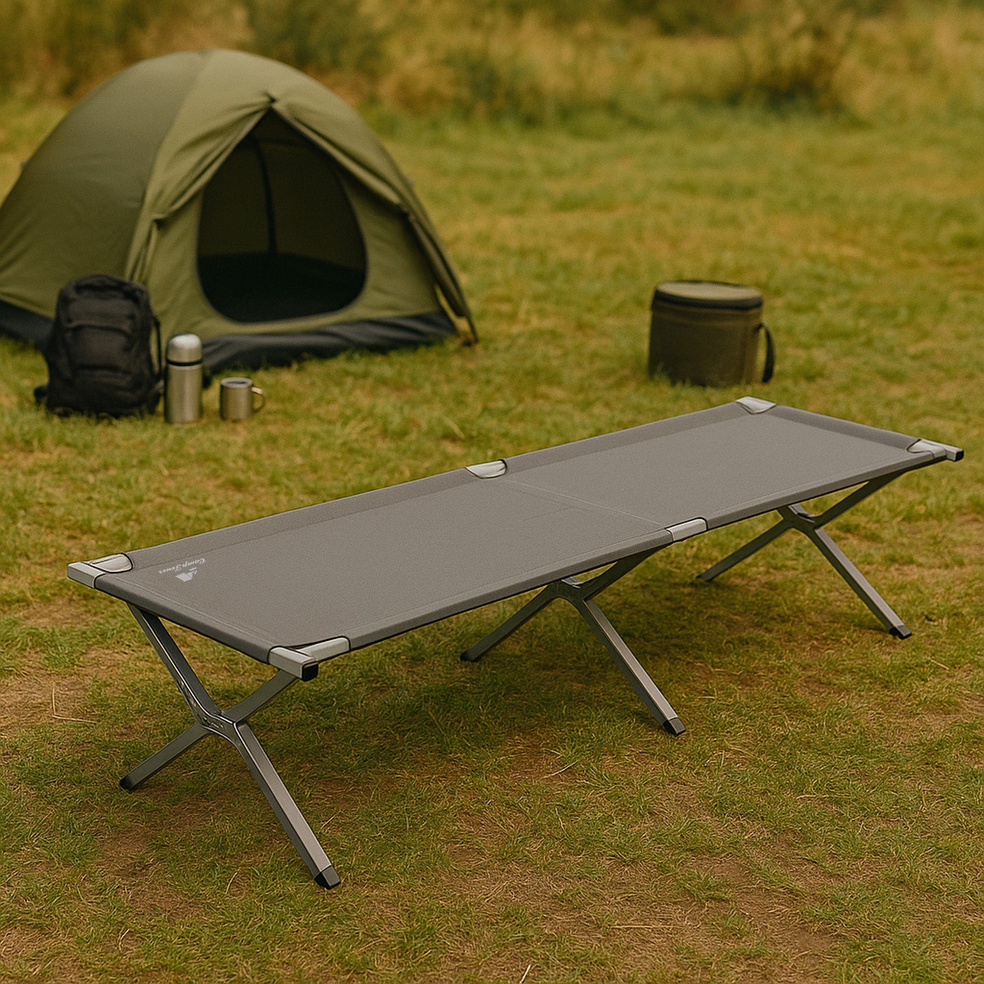 liege mit zelt Feldbett, bis 200 kg, inkl. Tragetasche, Campingliege – CampFeuer