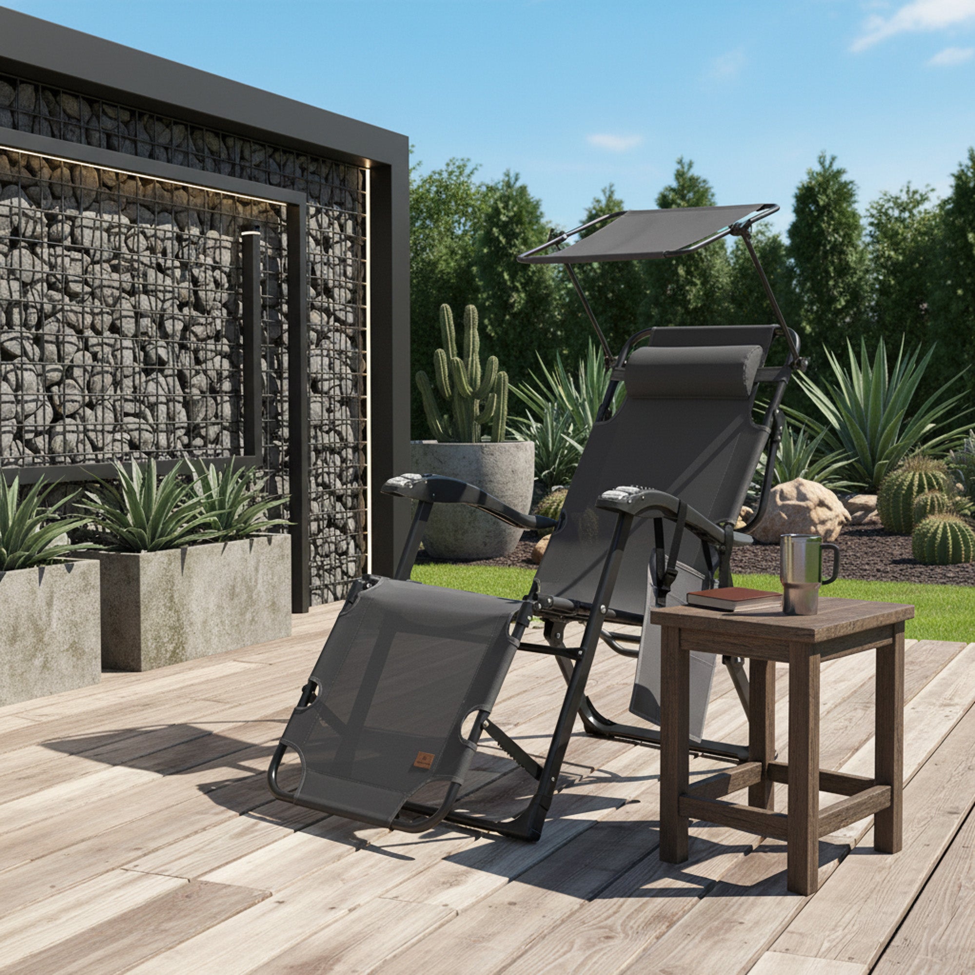Sonnenliege, inkl. Dach und Arm-Massagerollen
