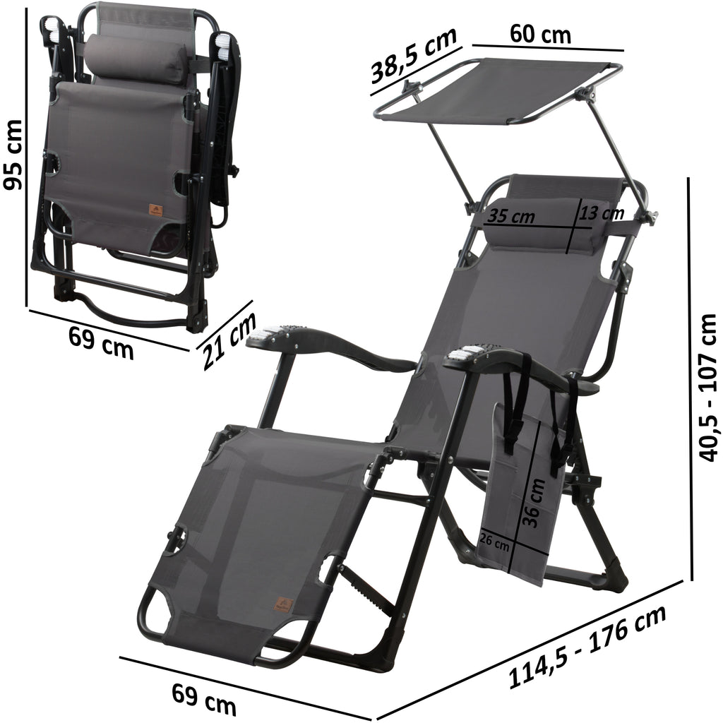 Sonnenliege, inkl. Dach und Arm-Massagerollen