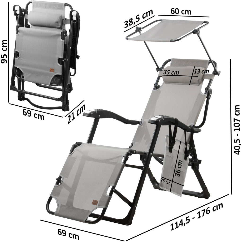 Sonnenliege, inkl. Dach und Arm-Massagerollen