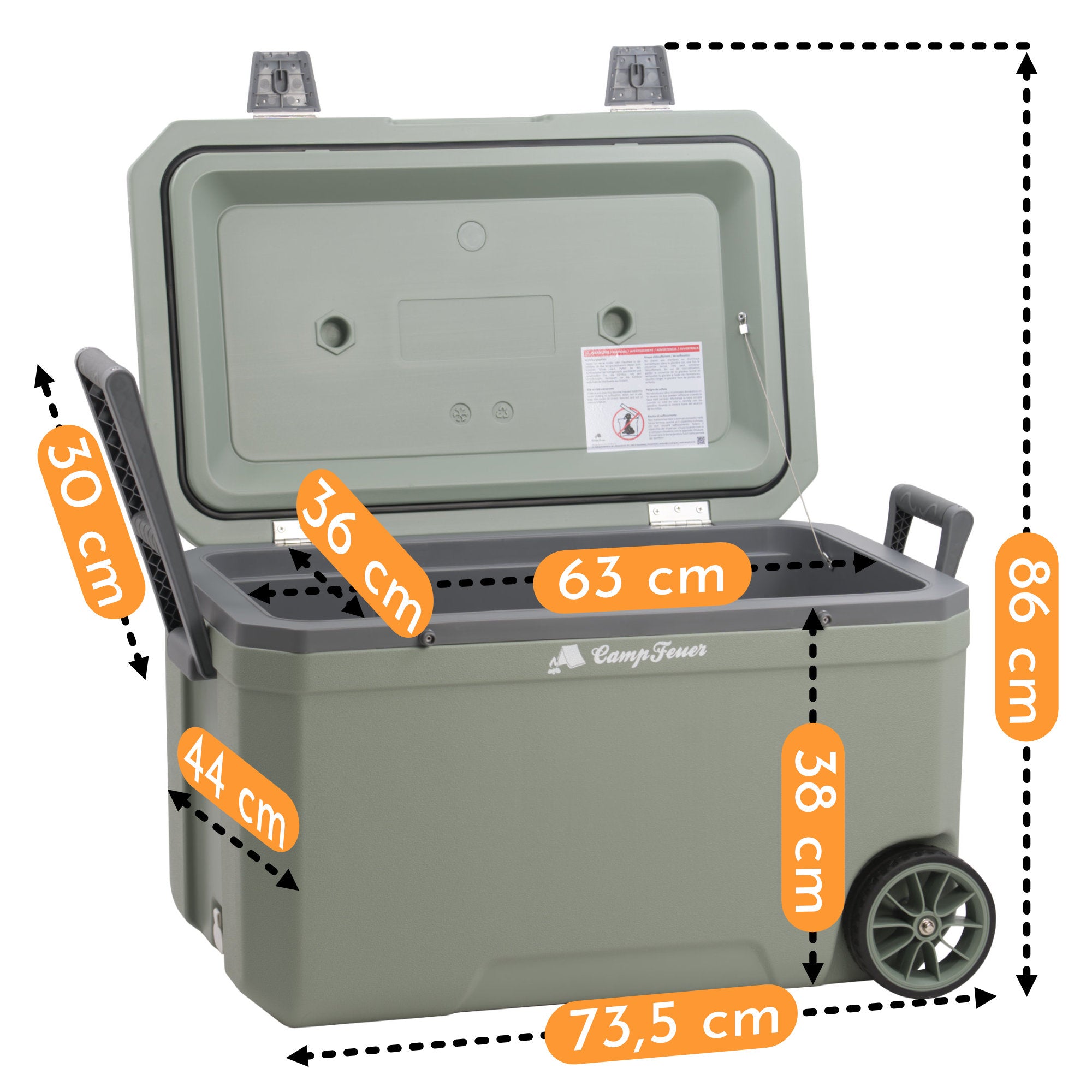 Cooler, 70 liters, with wheels