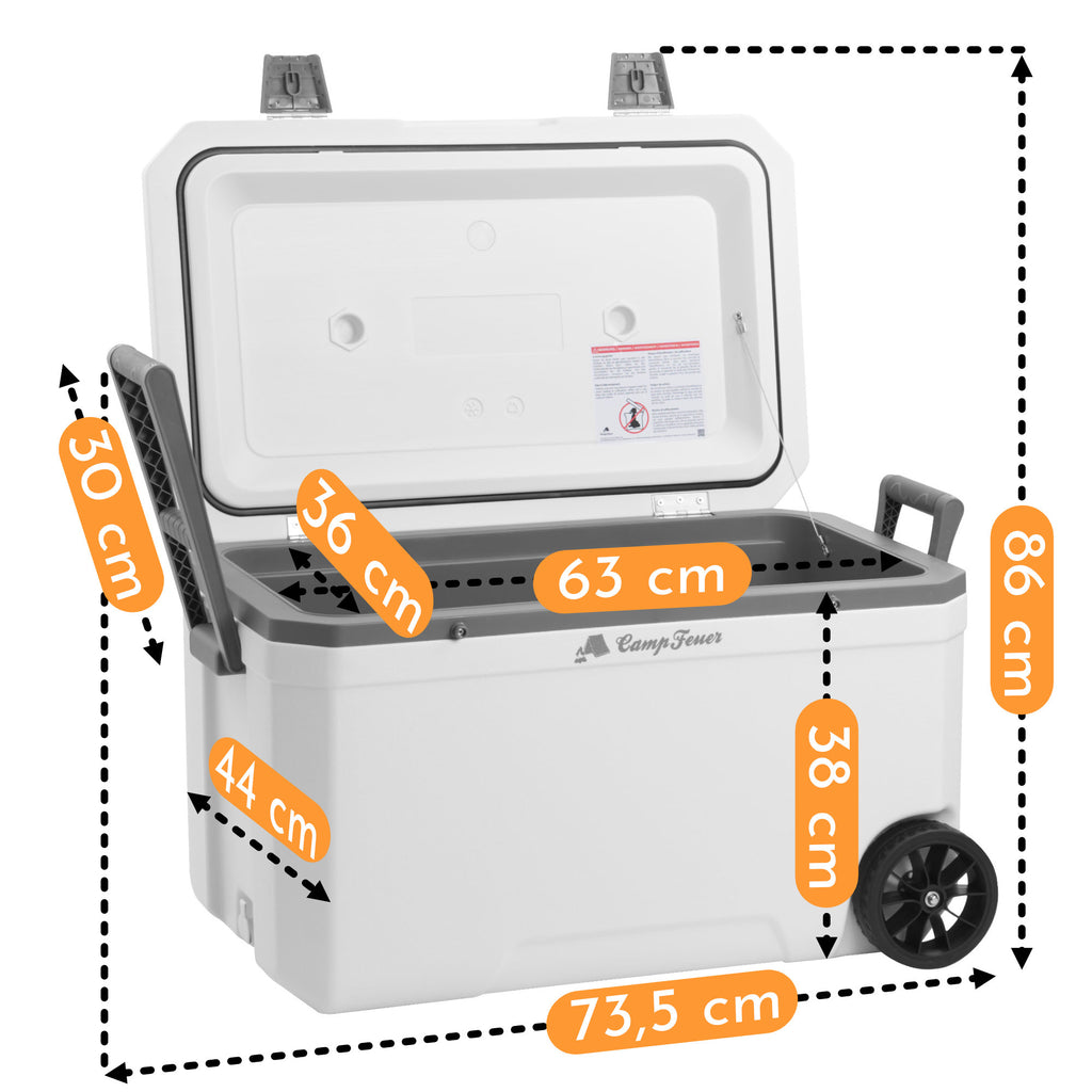 Cooler, 70 liters, with wheels