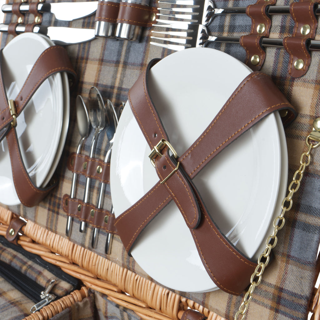 Picknickkorb, inkl. Kühlfach und Geschirr-Set, 29-teilig, 4 Personen