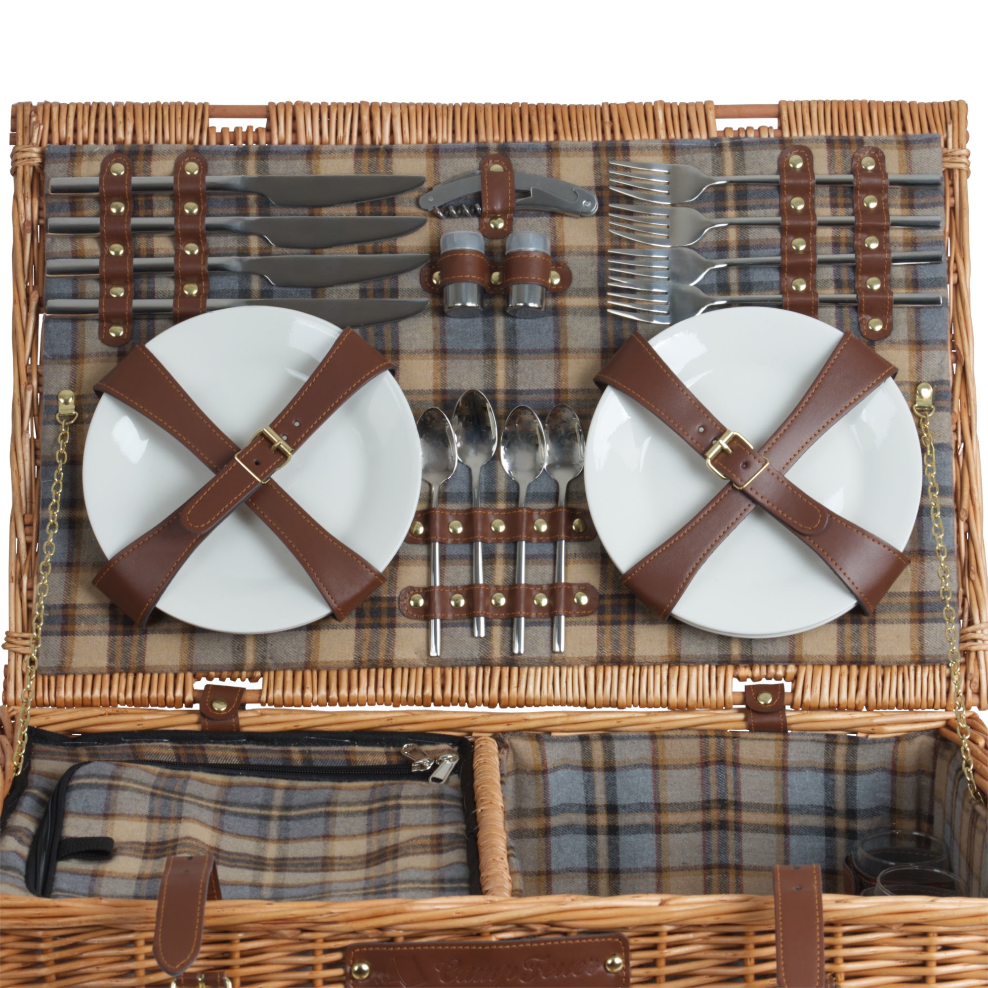 Picknickkorb, inkl. Kühlfach und Geschirr-Set, 29-teilig, 4 Personen