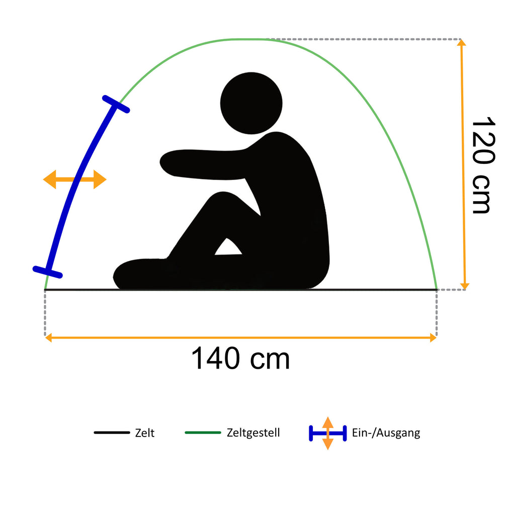 Strandmuschel, Orange/Grau , UV50+, inkl. Tragetasche