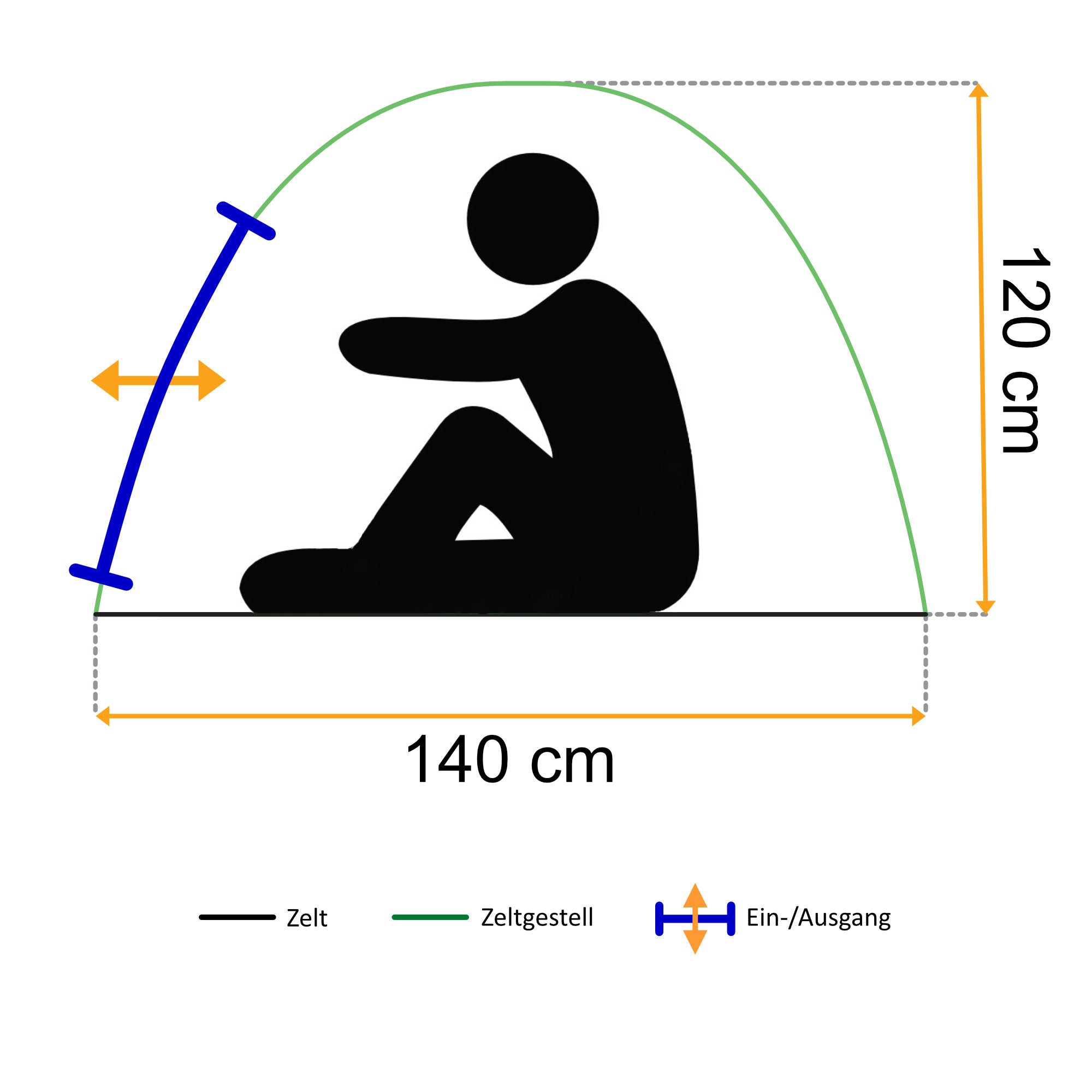Strandmuschel, Orange/Grau , UV50+, inkl. Tragetasche