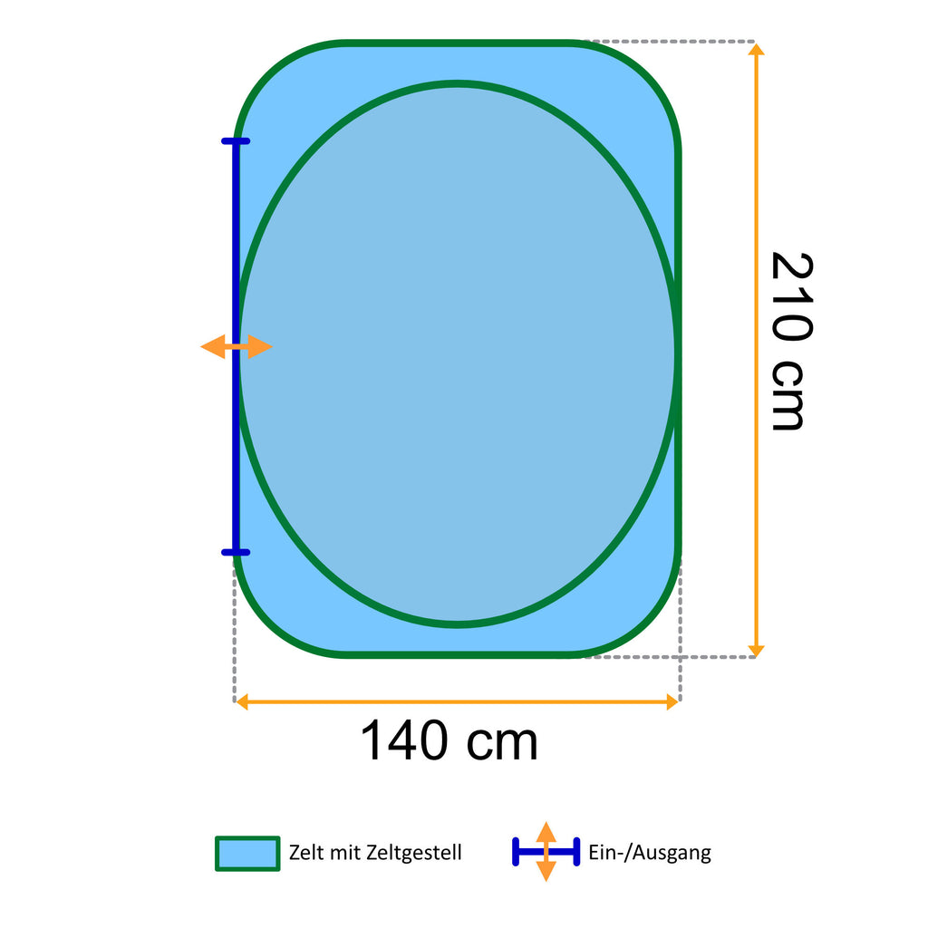 Strandmuschel, Orange/Grau , UV50+, inkl. Tragetasche