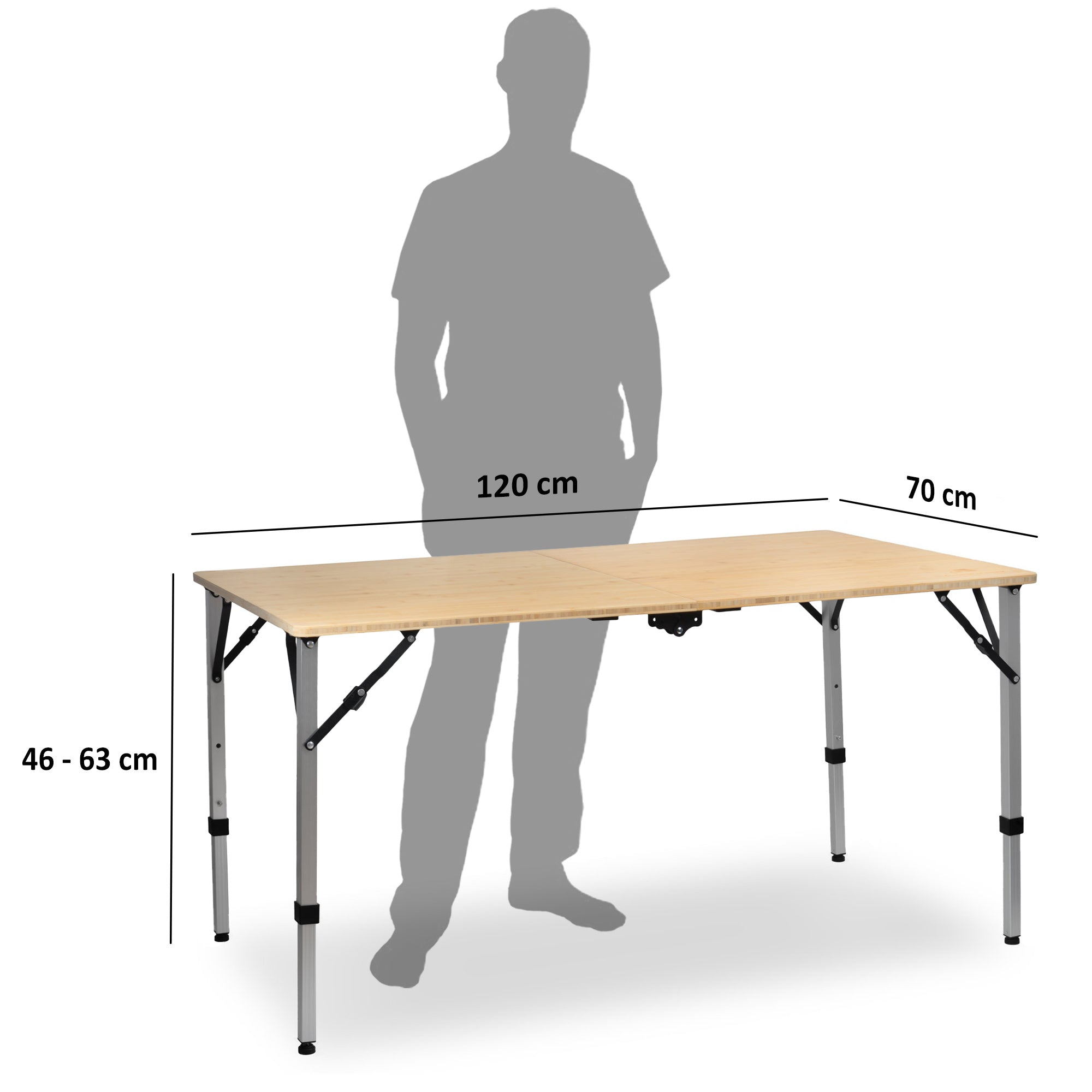 Camping table, bamboo, foldable