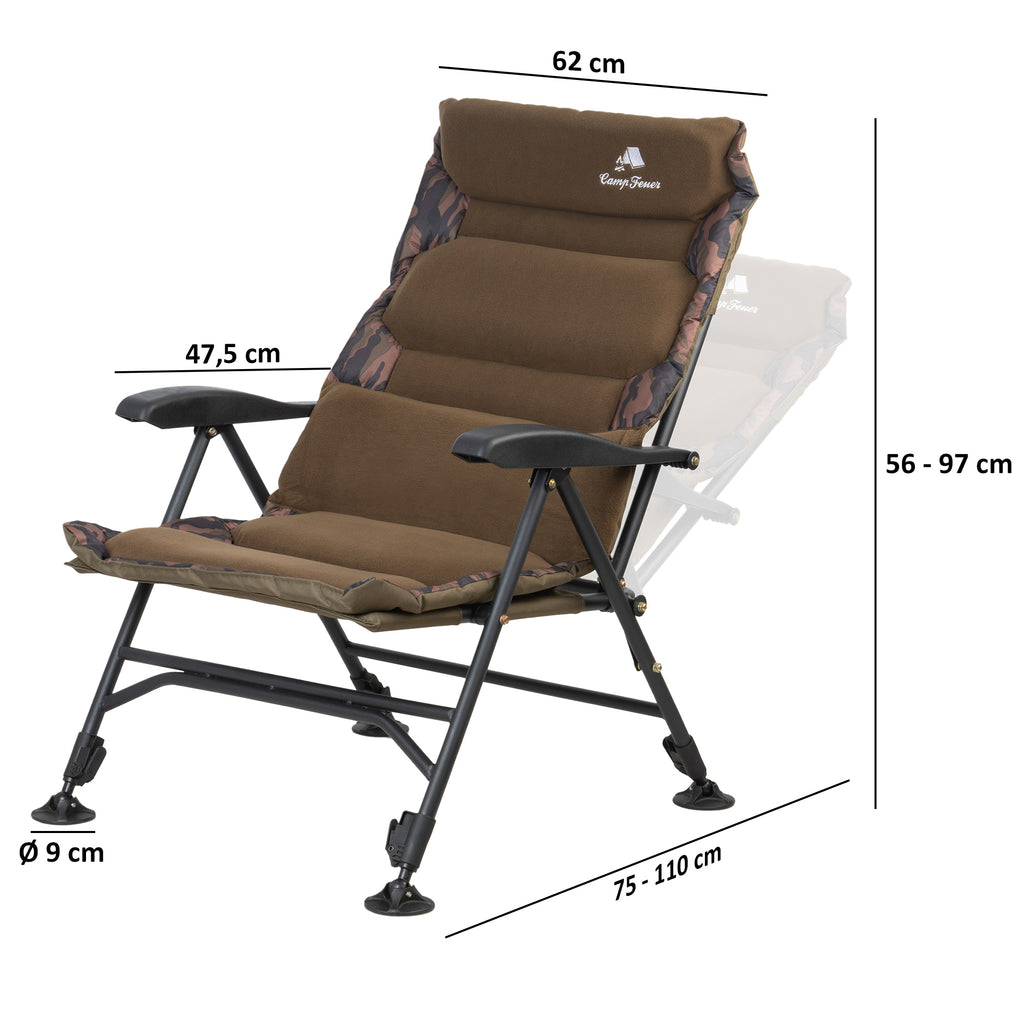 höhenverstellbarer campingstuhl Angelstuhl, Camouflage Braun, höhenverstellbar – CampFeuer