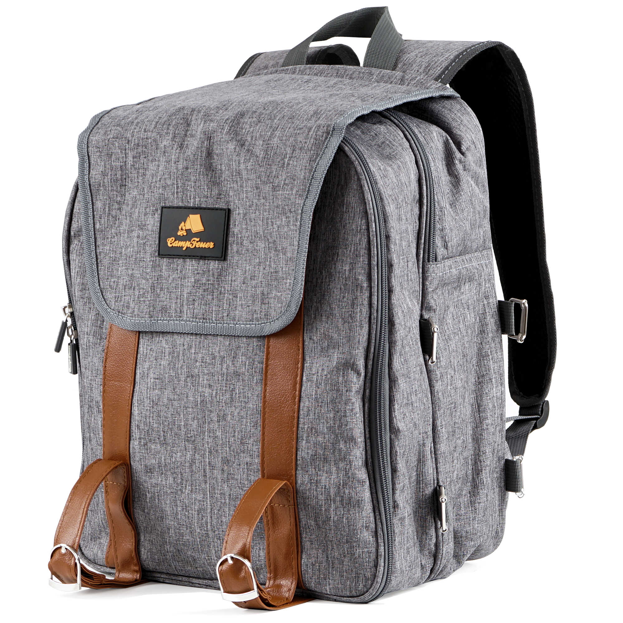 Picknickrucksack, Grau, 32-teilig, 4 Personen