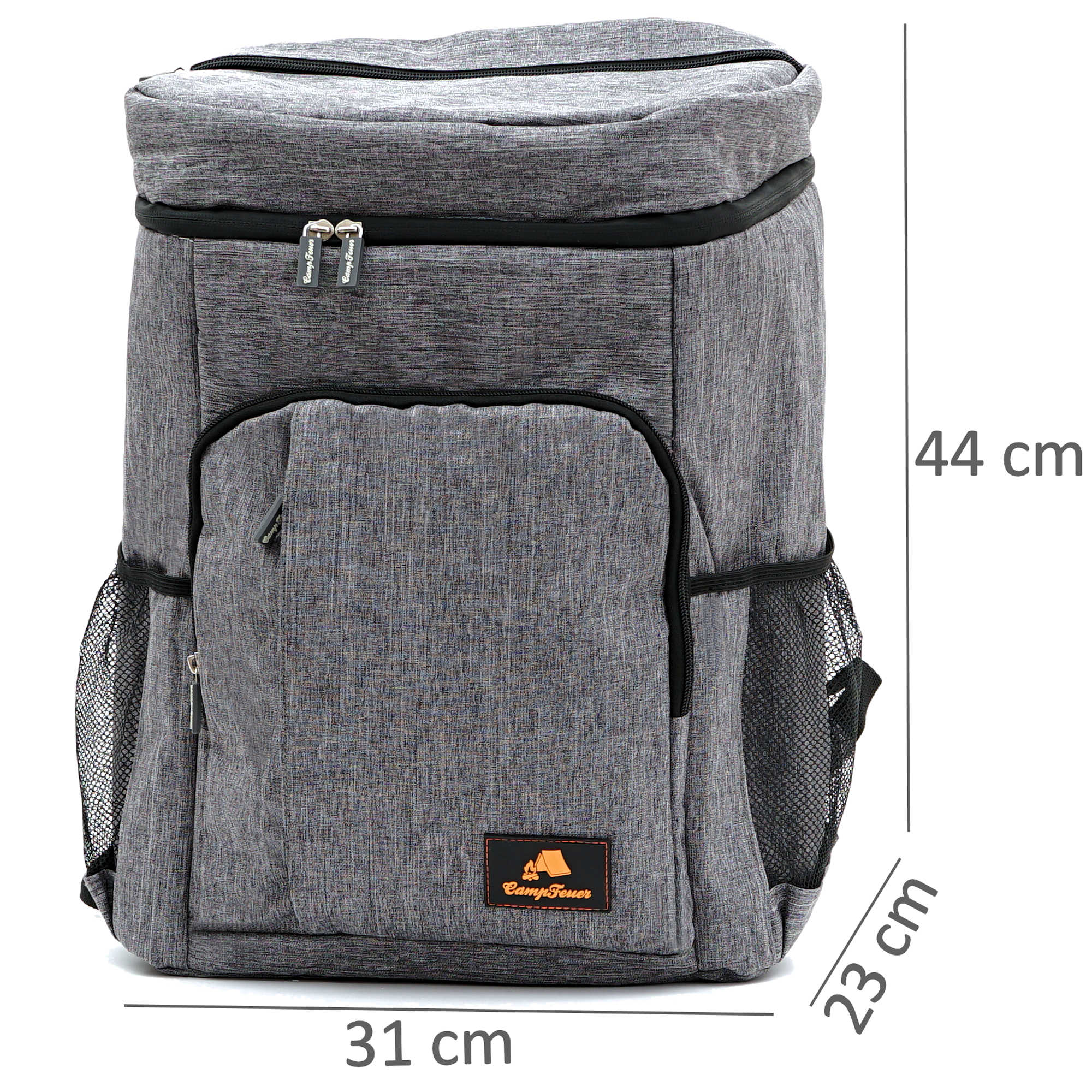 Kühlrucksack, Grau, 20 Liter, 44 x 32 x 23 cm, wasserdicht