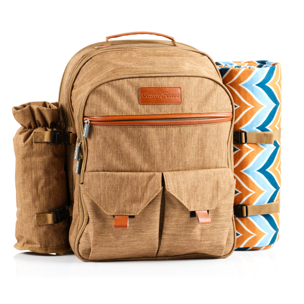 Picknickrucksack, Braun, 32-teilig, 4 Personen