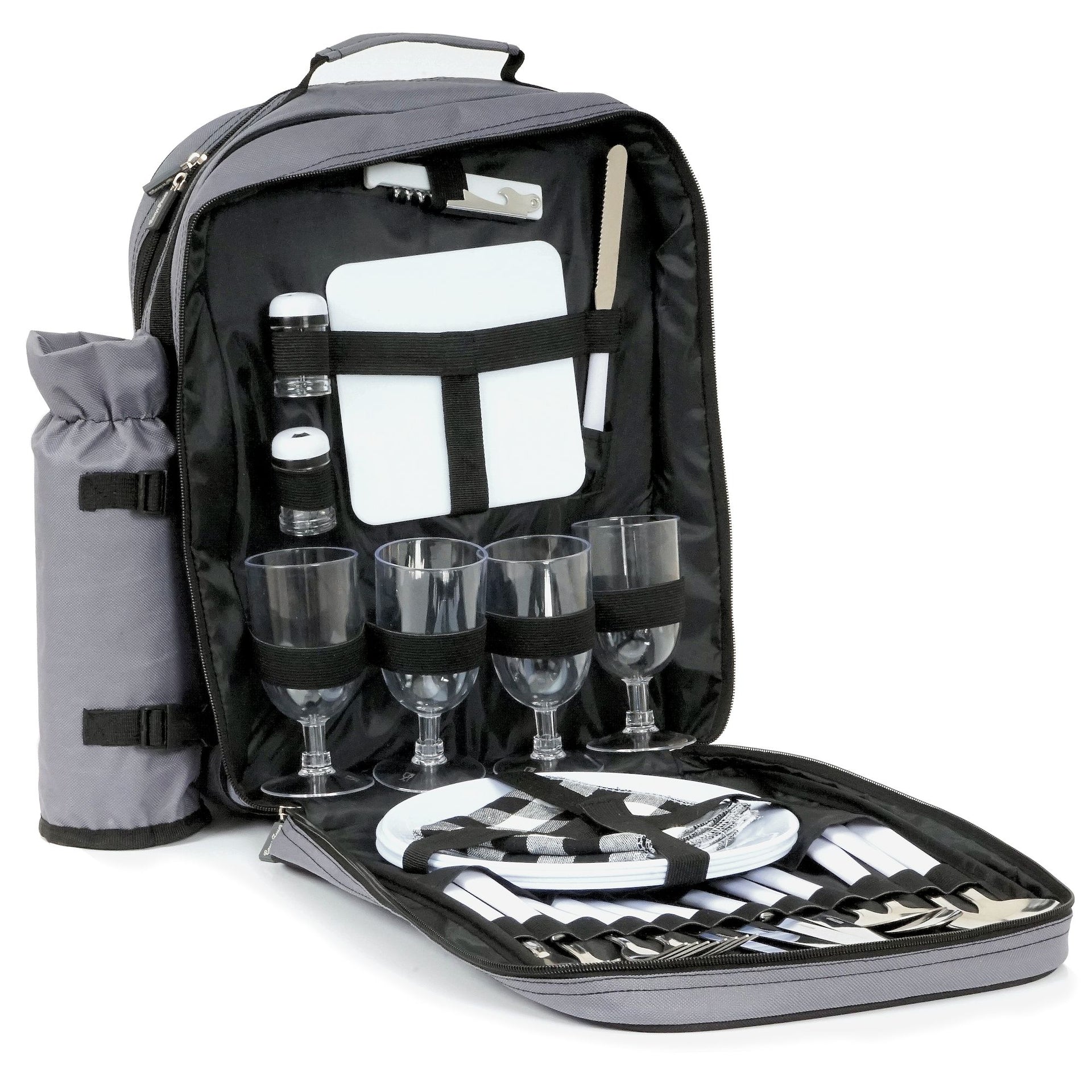 wanderrucksack picknick Picknickrucksack, Grau, 31-teilig, 4 Personen – CampFeuer