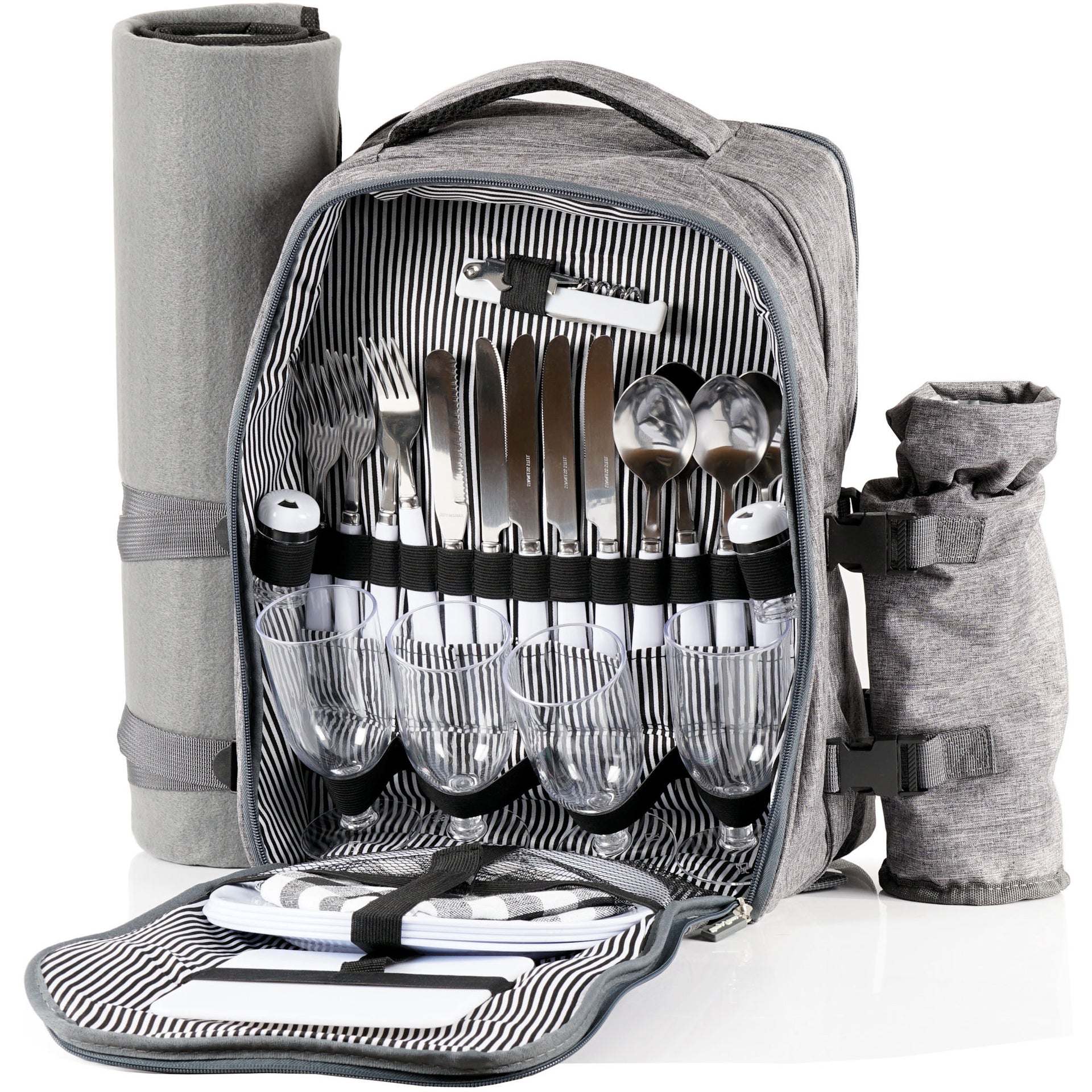 CampFeuer Picknickrucksack für 4 Personen | Picknickset 32-teilig