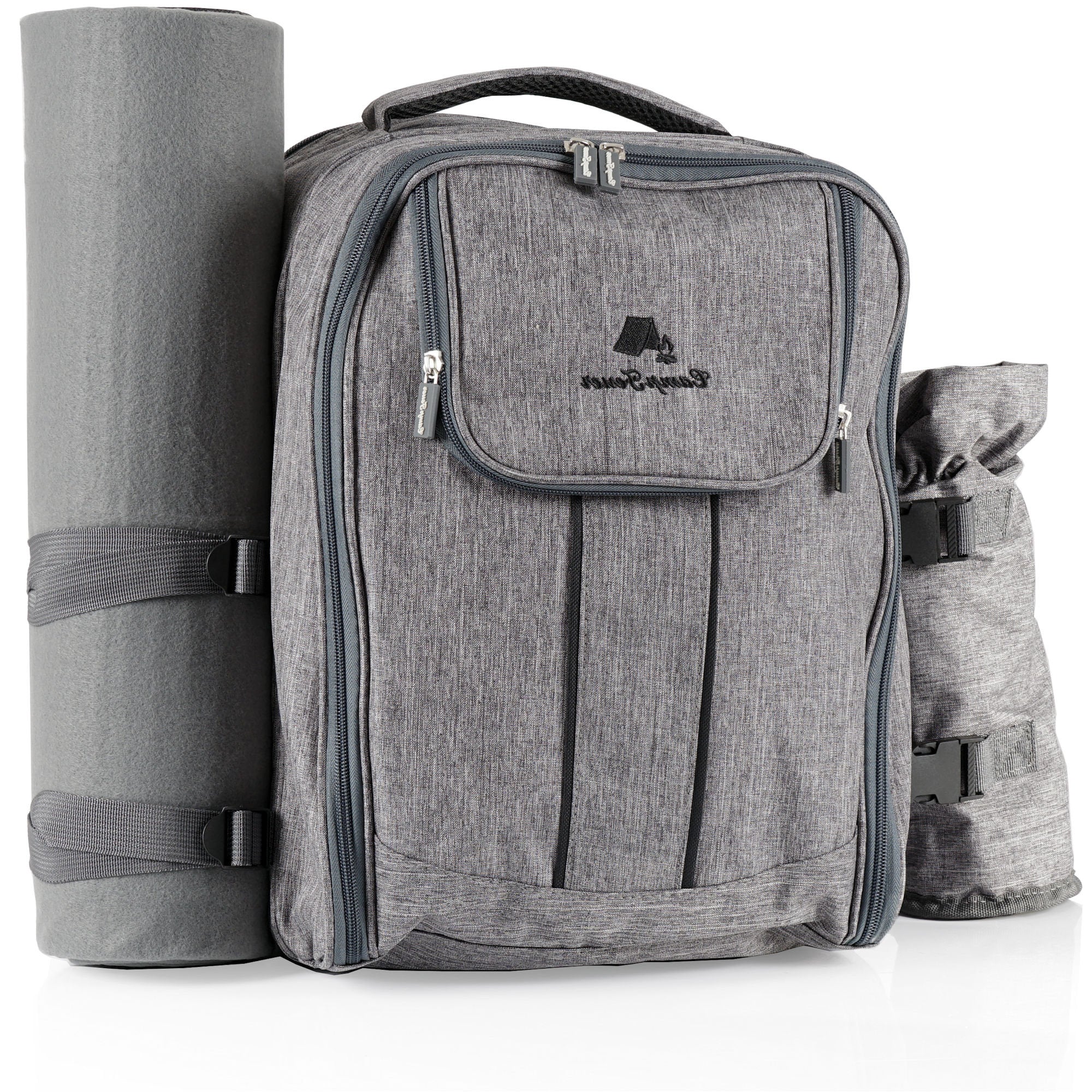 Picknickrucksack 32-teilig, Picknickset für 4 Personen, Grau Picknickrucksack 32-teilig, Picknickset für 4 Personen, Grau