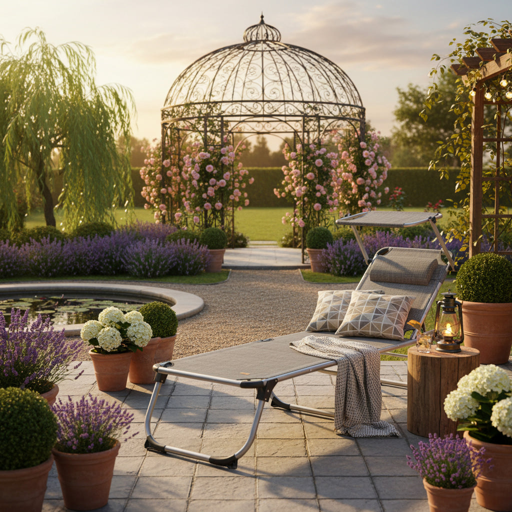 Sonnenliege, inkl. Dach, Alu Campingliege