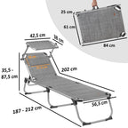 Sonnenliege, inkl. Dach, Alu Campingliege