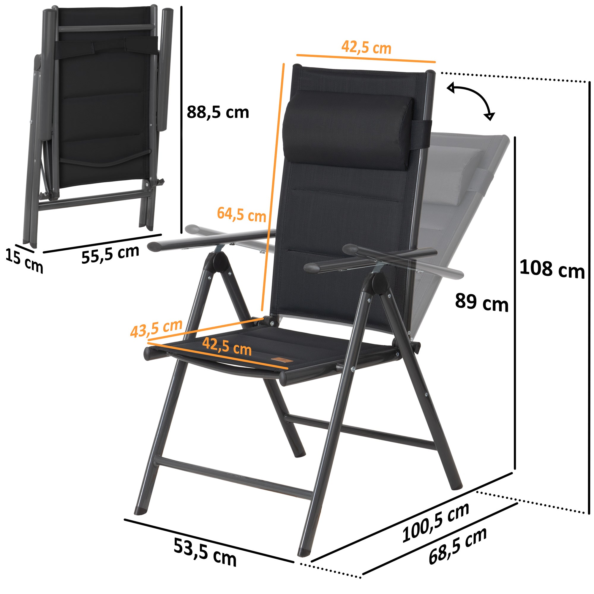 campingstuhl sitzhöhe 45 cm Campingstuhl, 7-fach verstellbar, Outdoor Gartenstuhl – CampFeuer