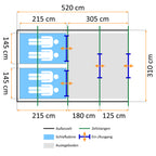 Tunnelzelt "Relax4", 4 Personen, Hellblau/Grau