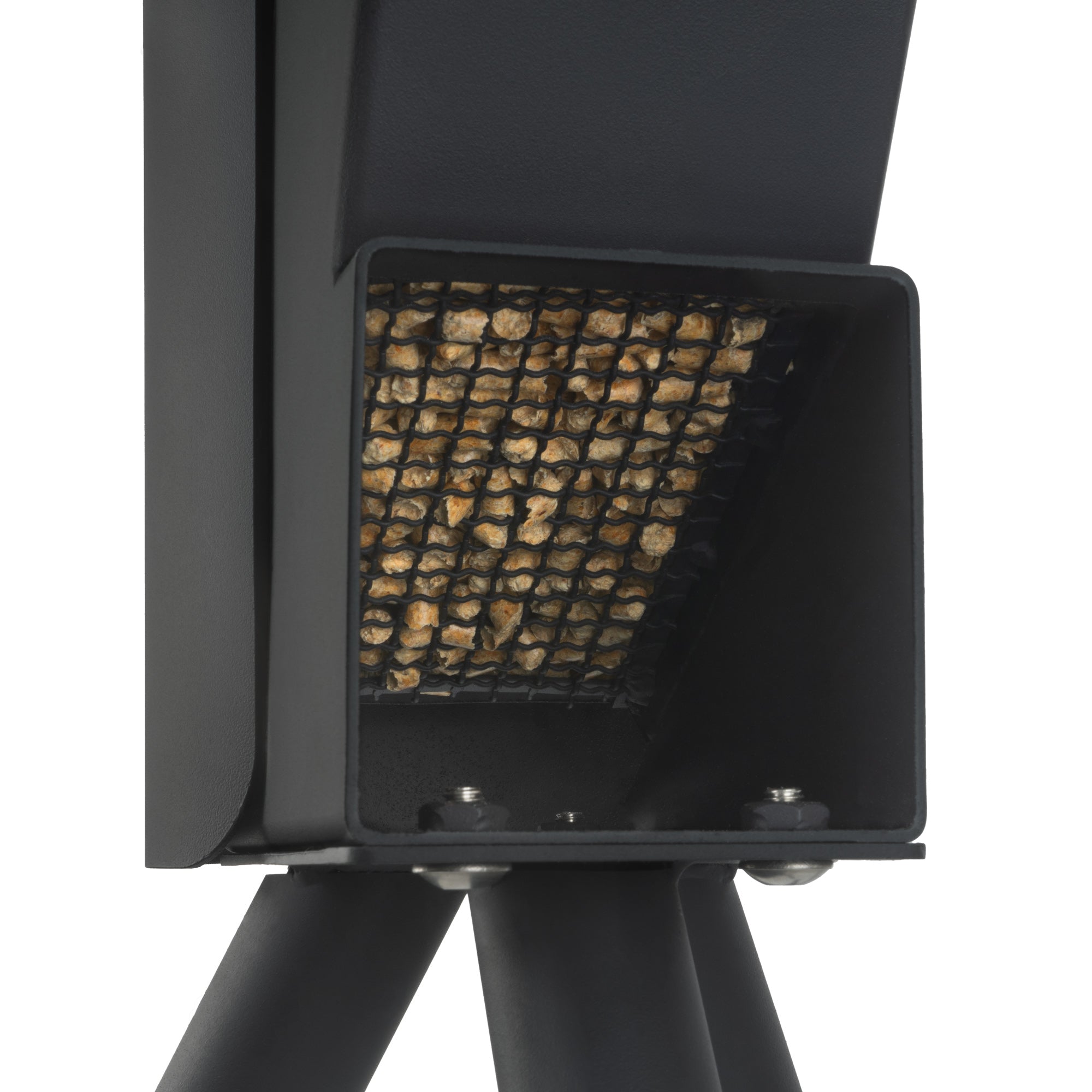 Torche à granulés, acier, 38 x 37 x 148 cm, tube en verre inclus