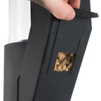 Torche à granulés, acier, 38 x 37 x 148 cm, tube en verre inclus