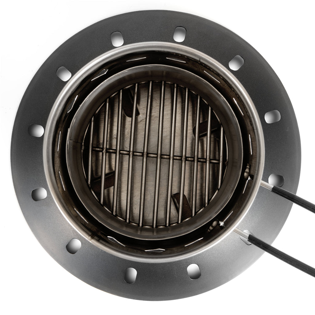 Camping stove "Flammen Zwerg" (Flame Dwarf), stainless steel, for pellets, including bag.