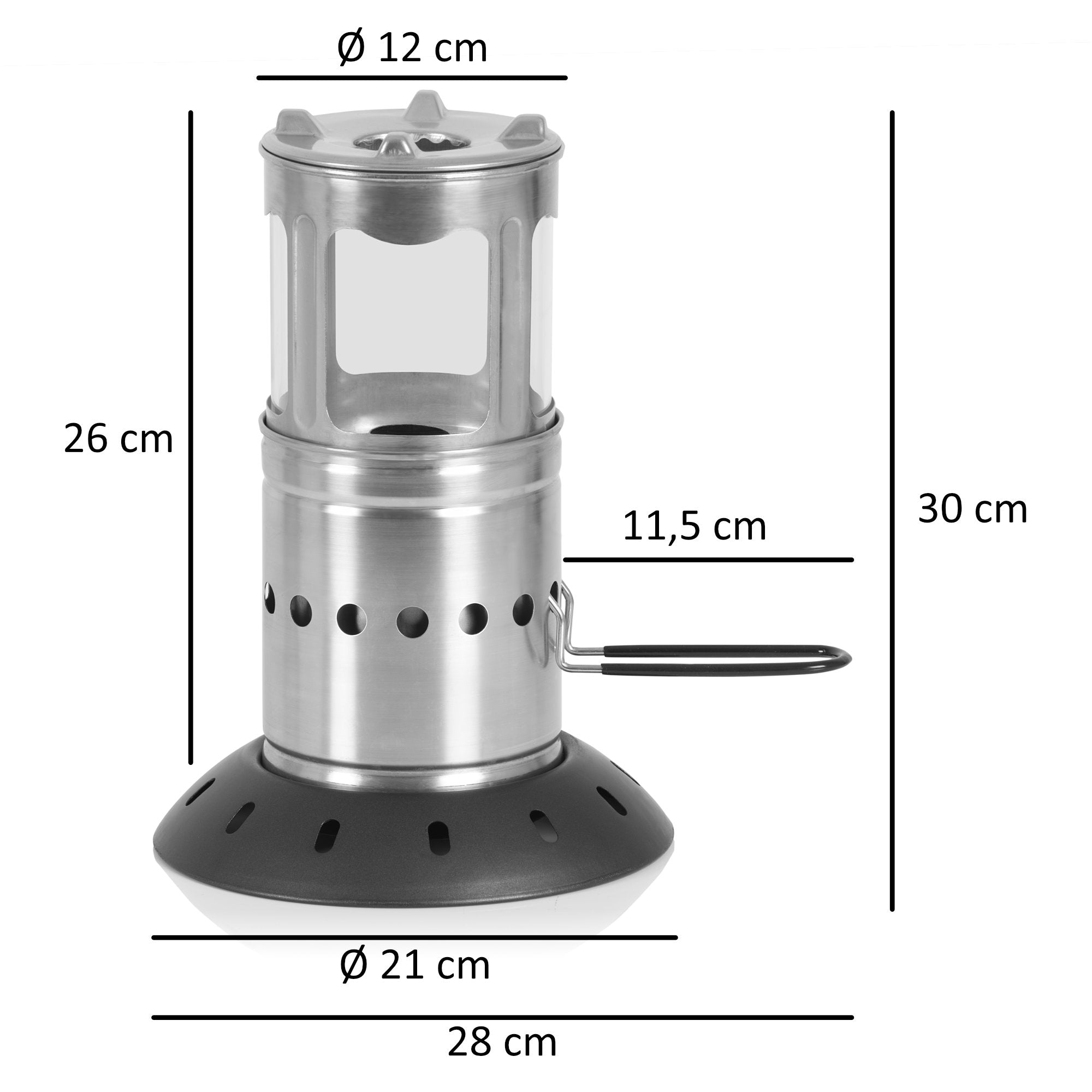 Réchaud de camping « Flammen Zwerg » (Nain de Flamme), en acier inoxydable, pour granulés, sac inclus.