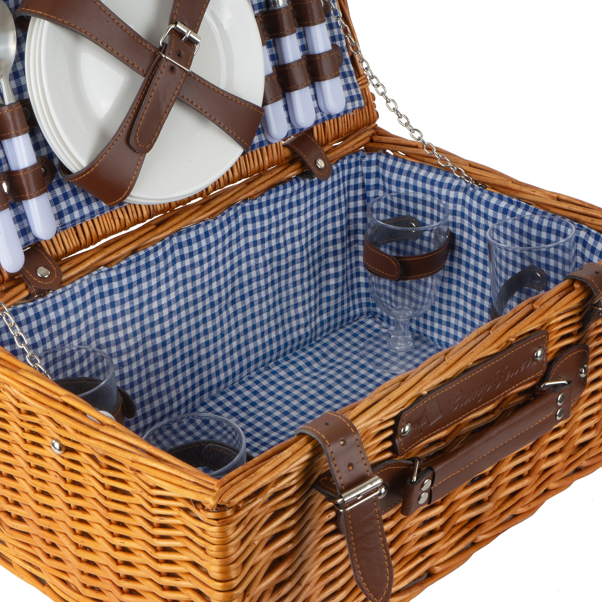 Picnic basket, including 29-piece dinnerware set, for 4 people