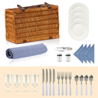 Picnic basket, including 29-piece dinnerware set, for 4 people