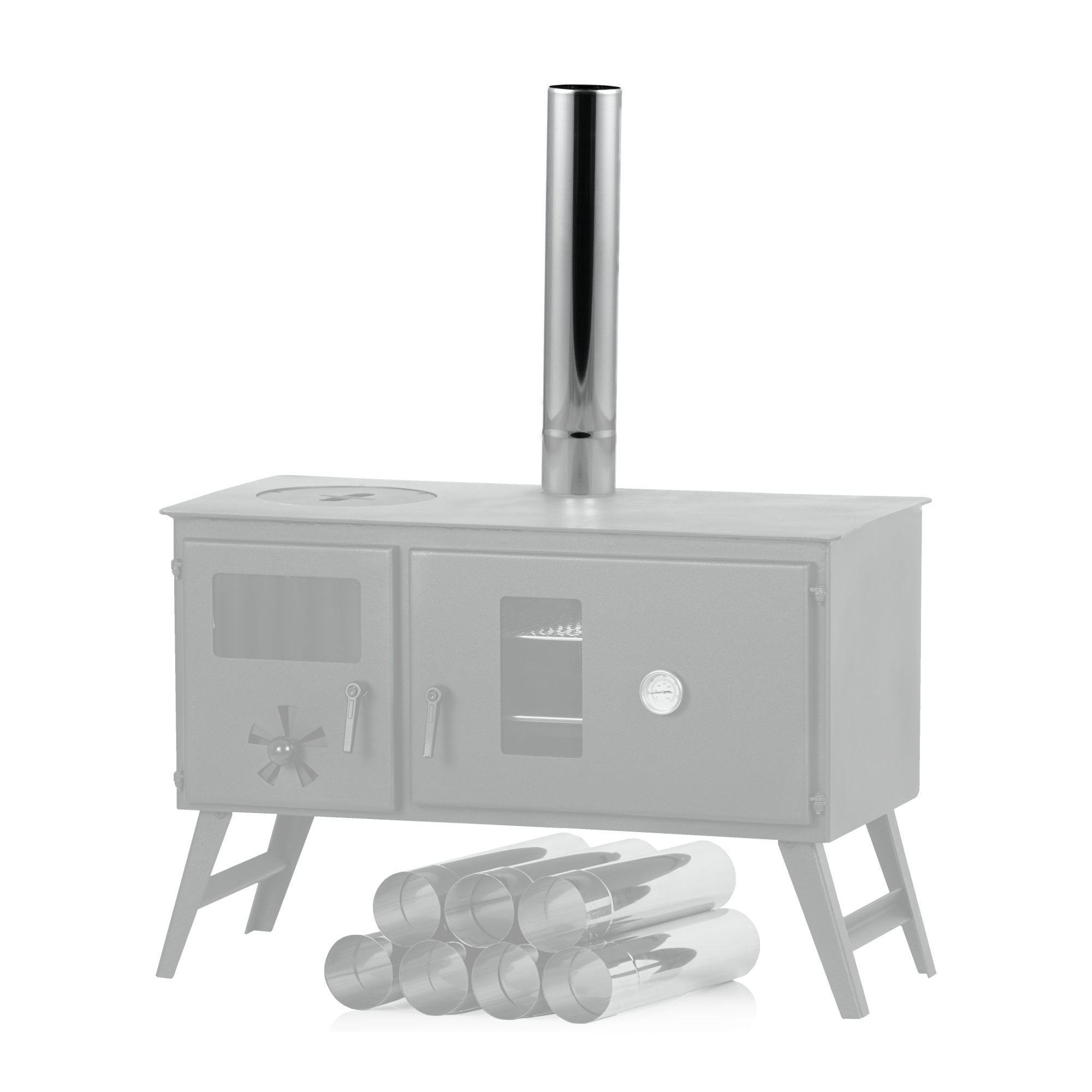 Ofenrohr, Ø 6 cm, Länge 32,5 cm, Edelstahl