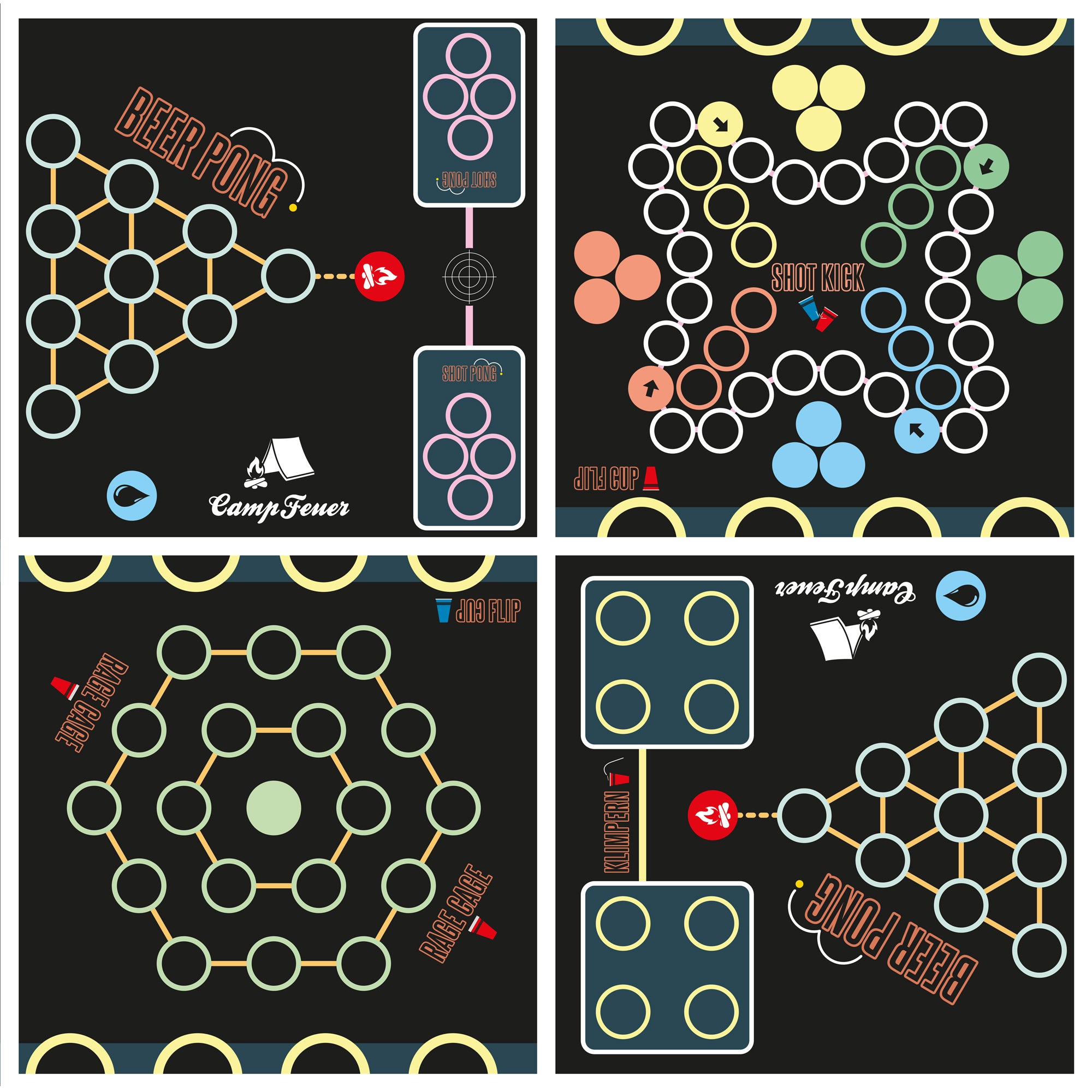 Bierpong Tisch, 6 in 1 Party Multigame, klappbar