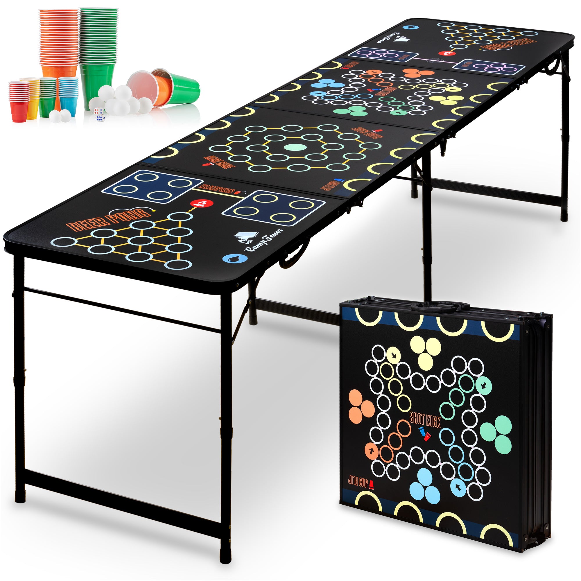 Bierpong Tisch, 6 in 1 Party Multigame, klappbar