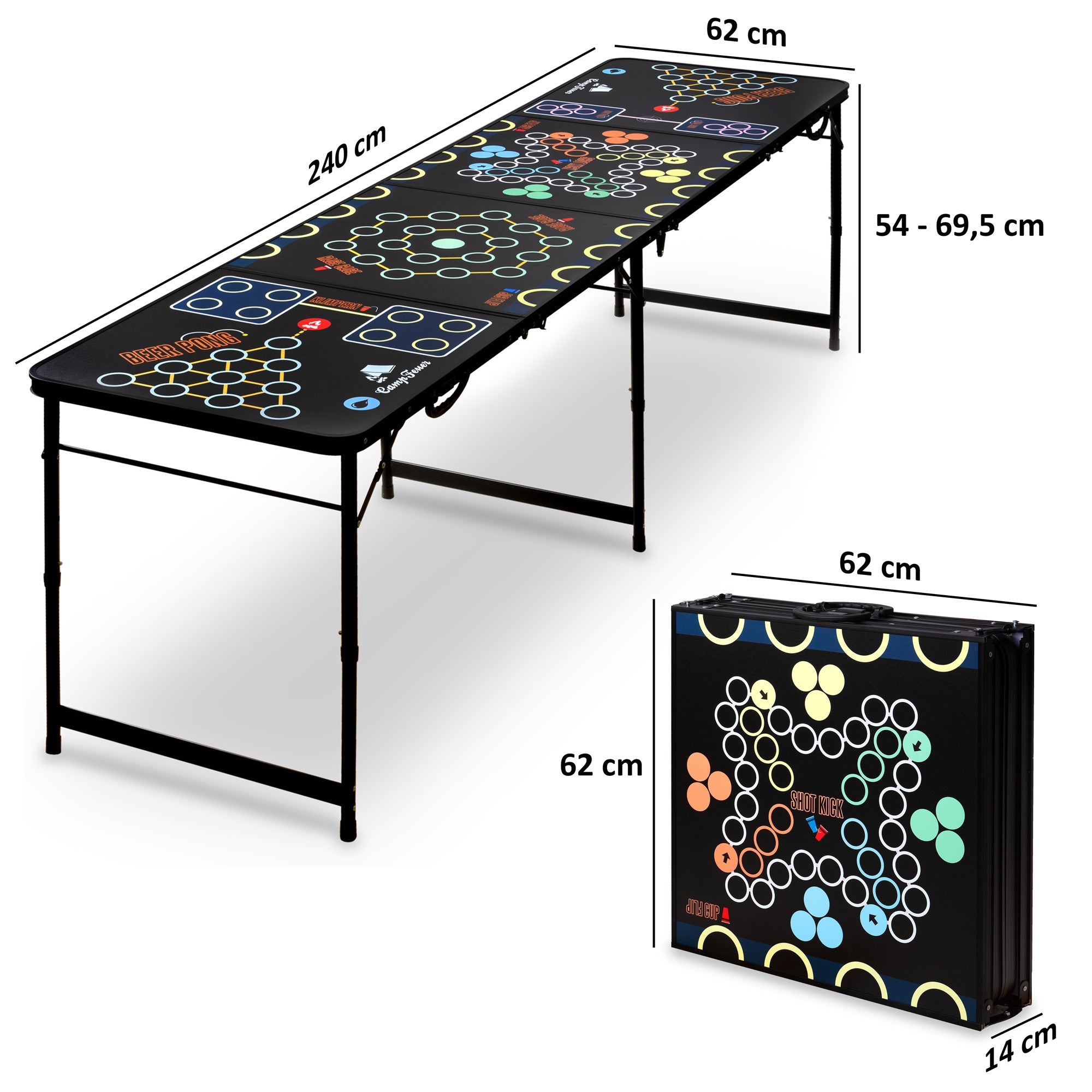 Bierpong Tisch, 6 in 1 Party Multigame, klappbar