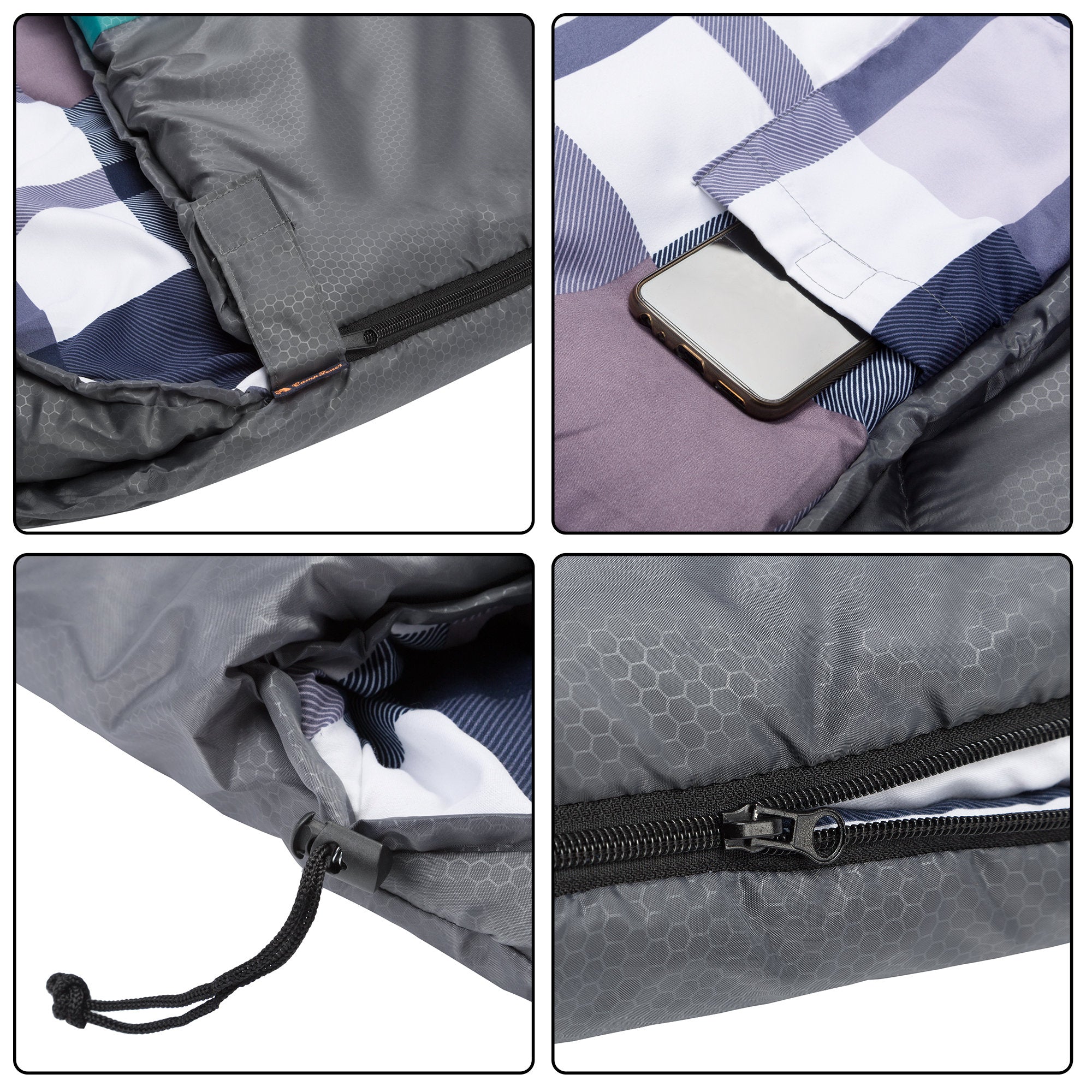 Deckenschlafsack, 220 x 85 cm, Grau/Petrol