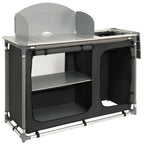 Armoire de camping pliable, 117 cm x 50 cm x 111 cm, avec pare-éclaboussures et évier.