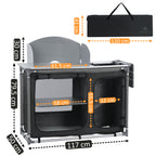 Armoire de camping pliable, 117 cm x 50 cm x 111 cm, avec pare-éclaboussures et évier.
