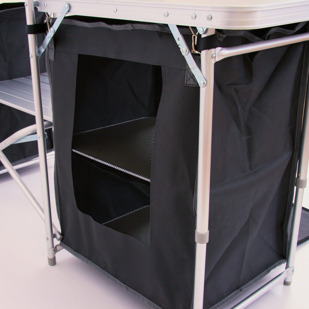 Campingschrank, 171 x 48 x 111 cm, faltbar, inkl. Spritzschutz, Ablagen und Staufächer