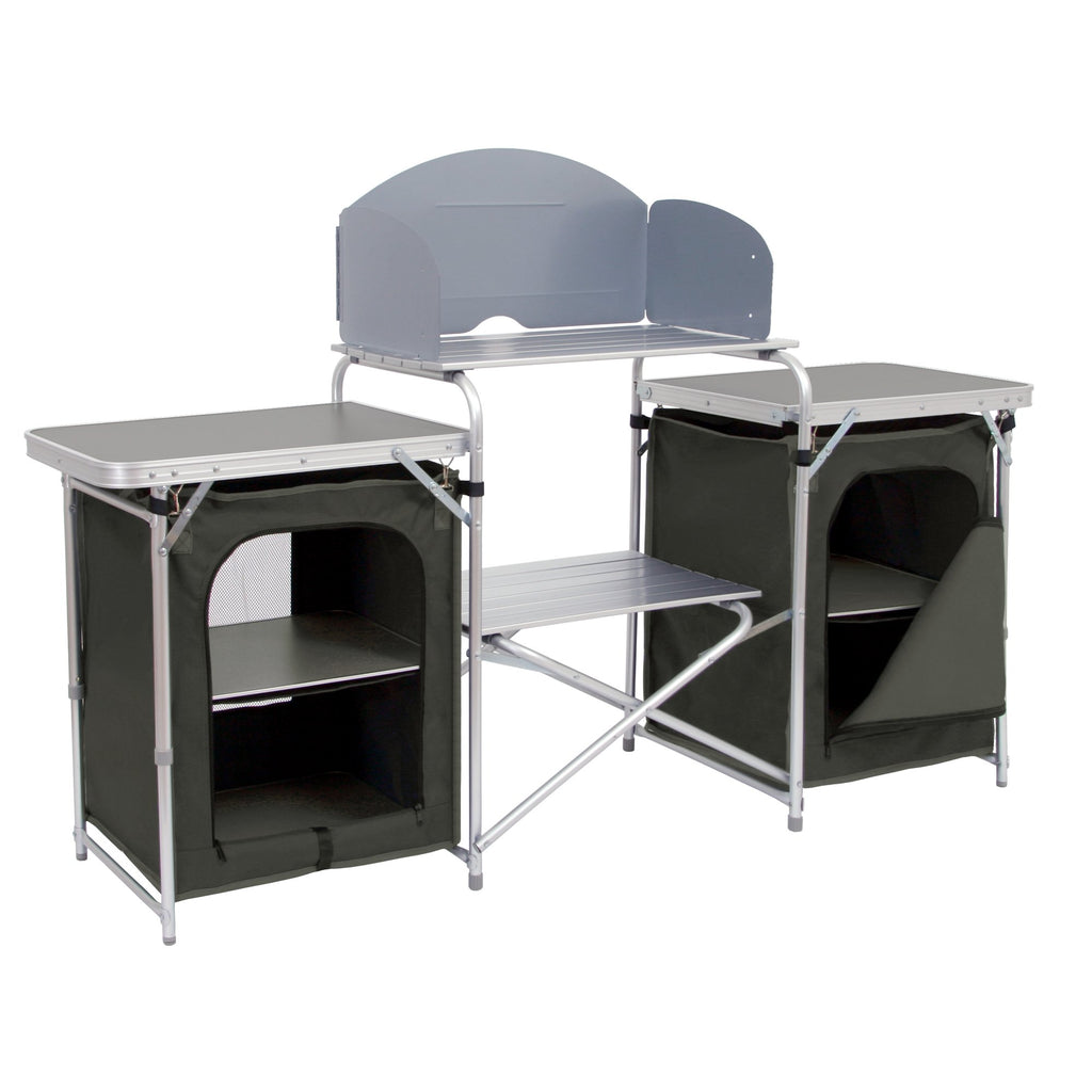 Campingschrank, 171 x 48 x 111 cm, faltbar, inkl. Spritzschutz, Ablagen und Staufächer