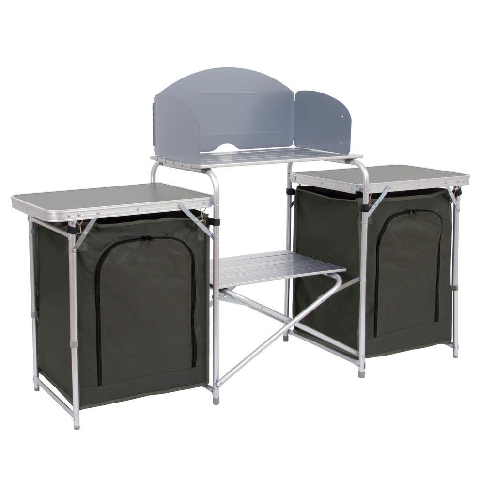 Campingschrank, 171 x 48 x 111 cm, faltbar, inkl. Spritzschutz, Ablagen und Staufächer