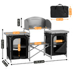Campingschrank, 171 x 48 x 111 cm, faltbar, inkl. Spritzschutz, Ablagen und Staufächer