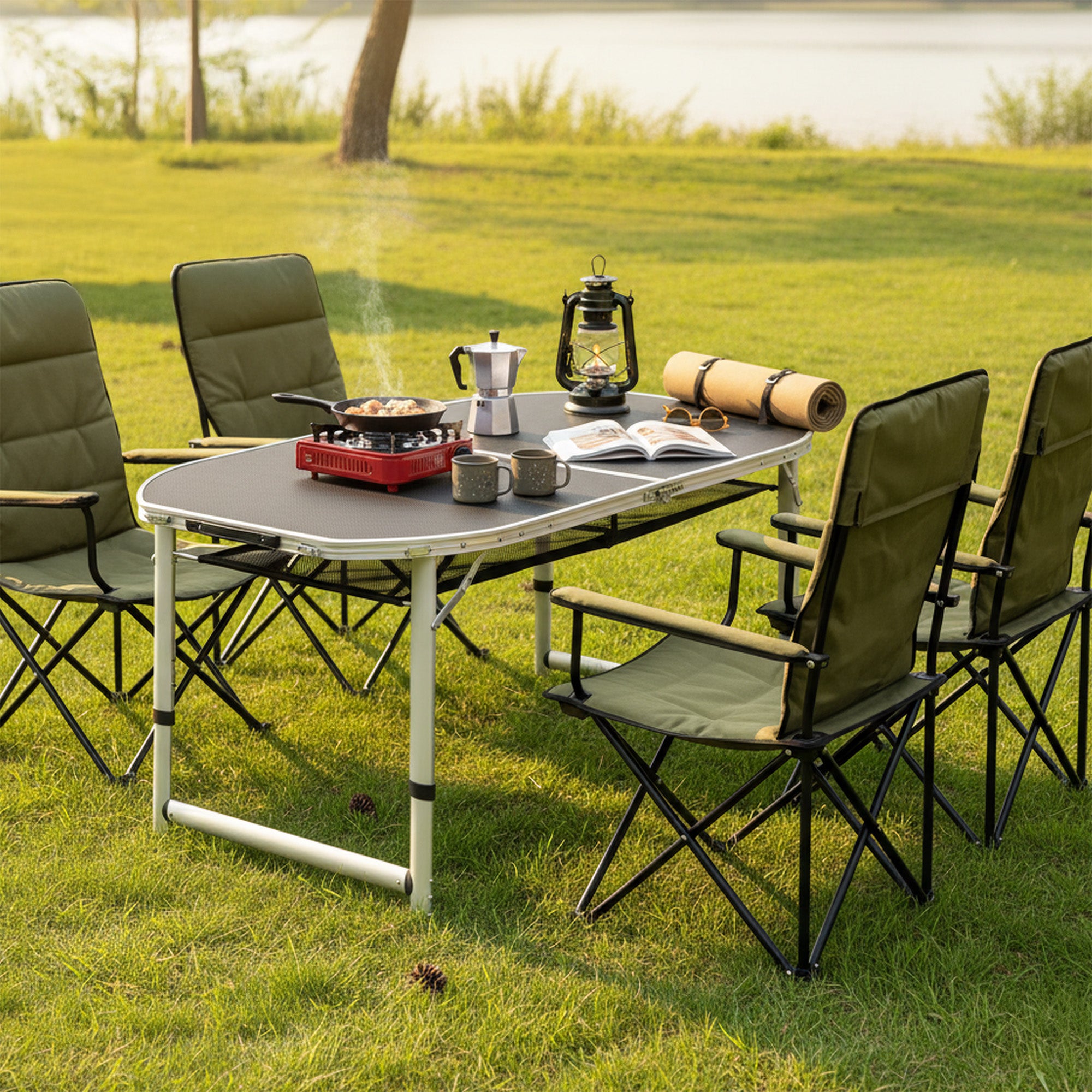 Campingtisch, 150 x 80 cm, 6 Personen, faltbar, höhenverstellbar – CampFeuer