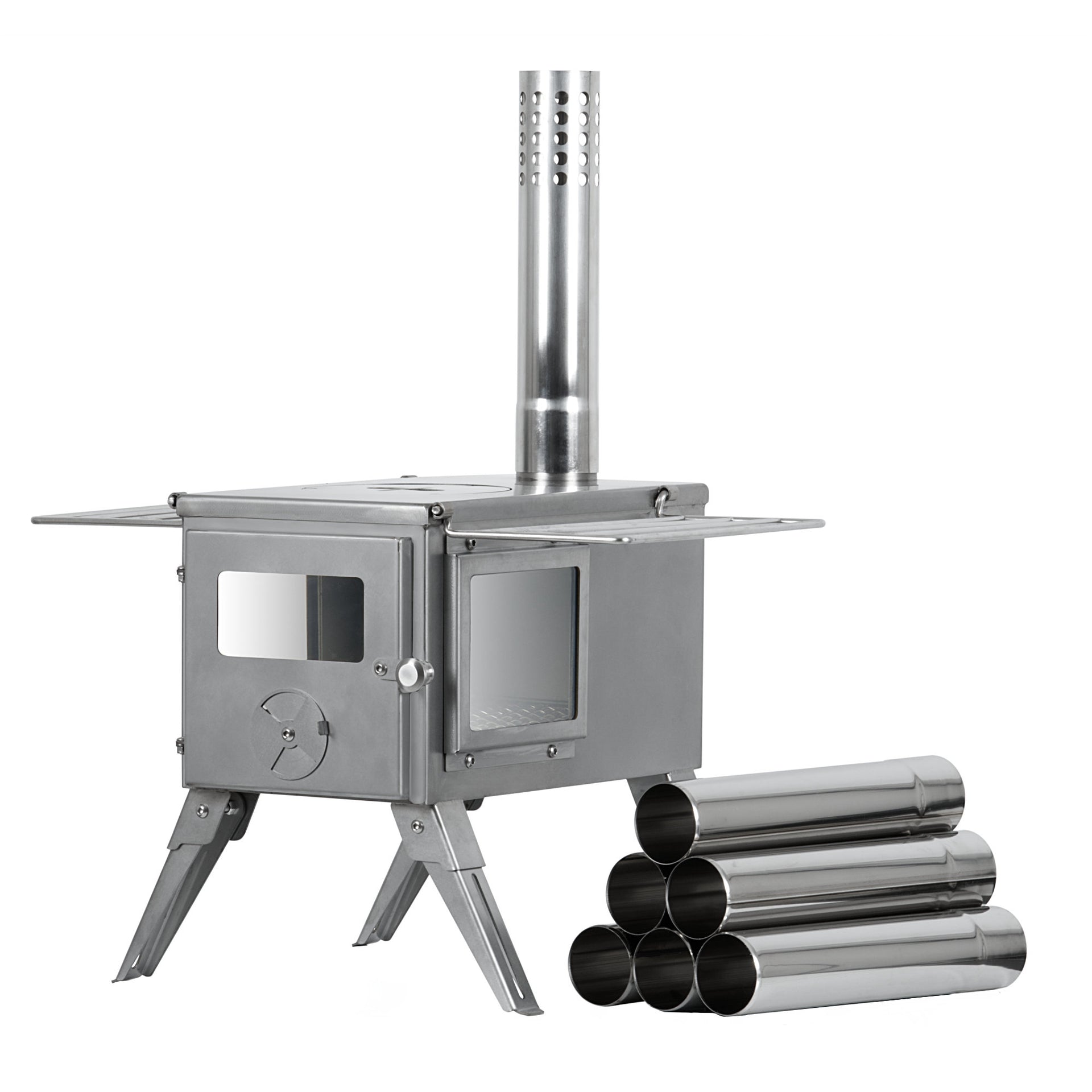 Zeltofen, 51,5 x 42 x 216 cm, Edelstahl – CampFeuer