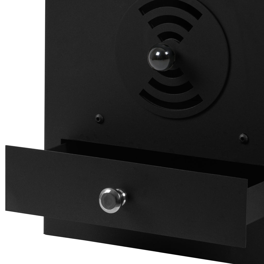 Chauffage de terrasse, 58 x 43 x 157 cm, comprenant un foyer et un brasero.