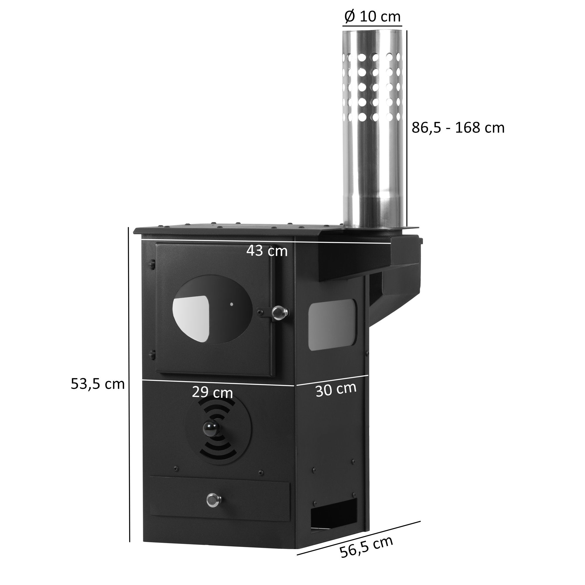 Patio heater, 58 x 43 x 157 cm, including fire chamber and fire pit